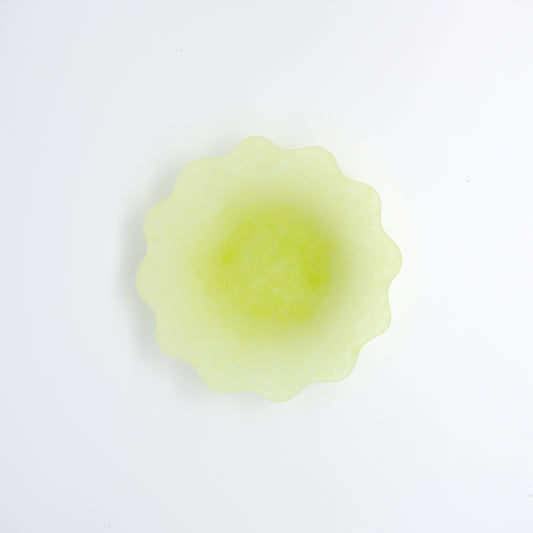 Glass Powder Fused Floral Gradient Bowl (Lime Green)