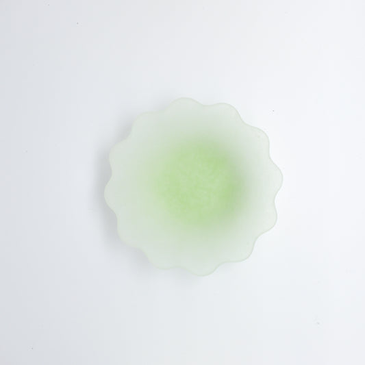 Glass Powder Fused Floral Gradient Bowl (Pale Green)