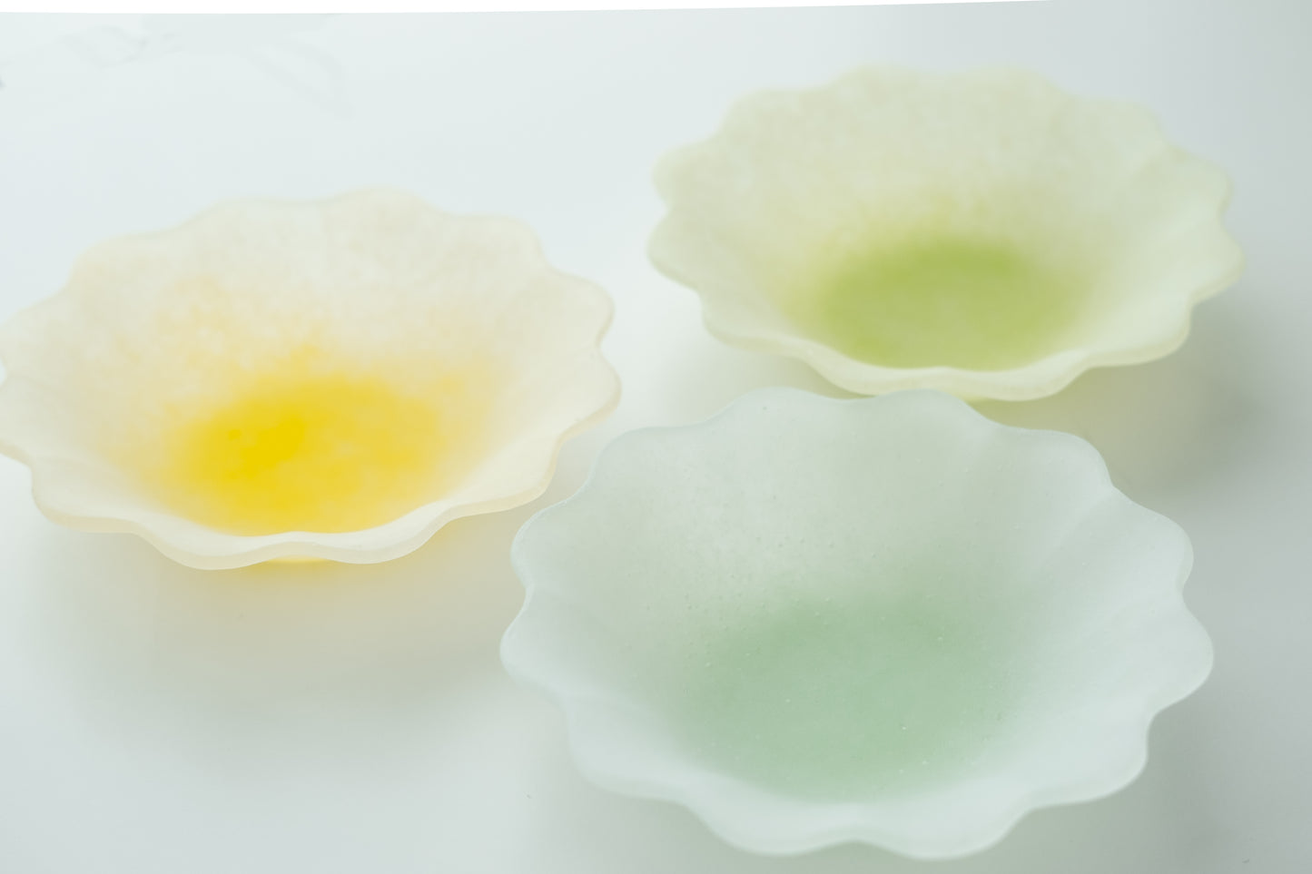 Glass Powder Fused Floral Gradient Bowl (Pale Green)