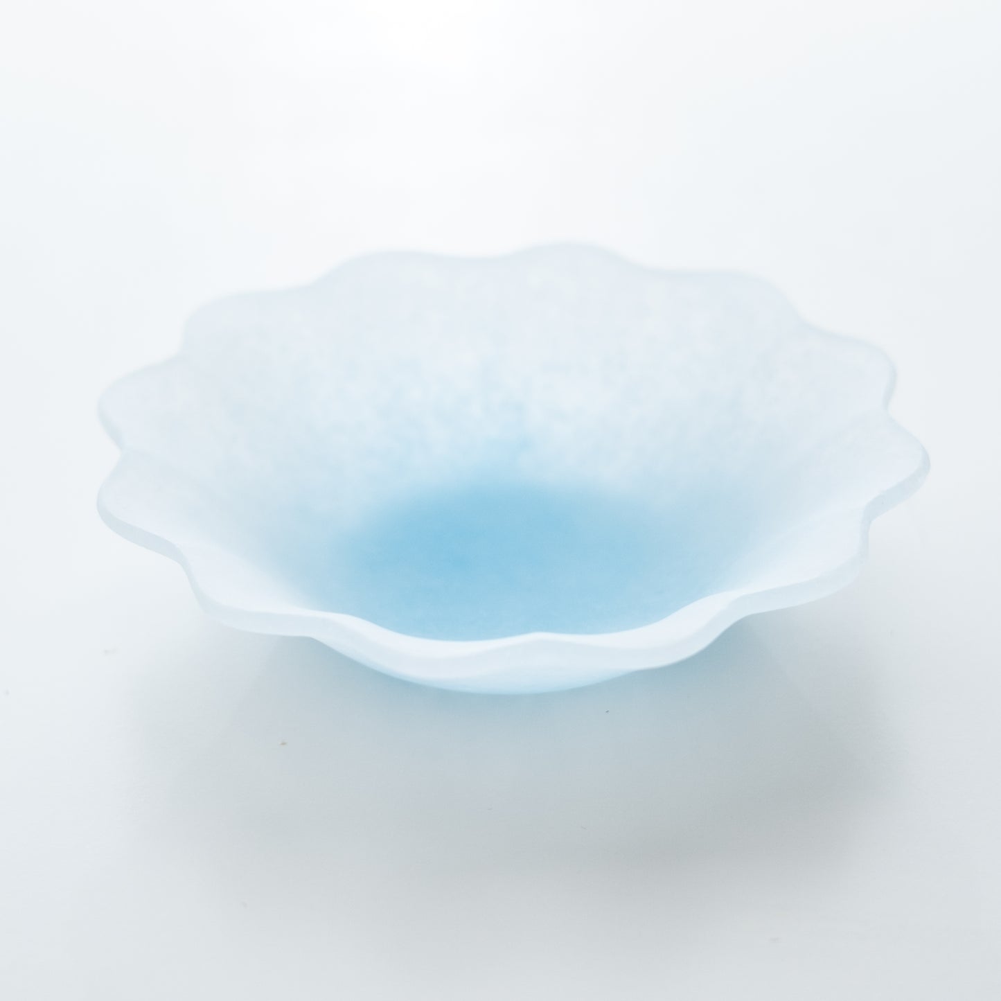 Glass Powder Fused Floral Gradient Bowl (Sky Blue)