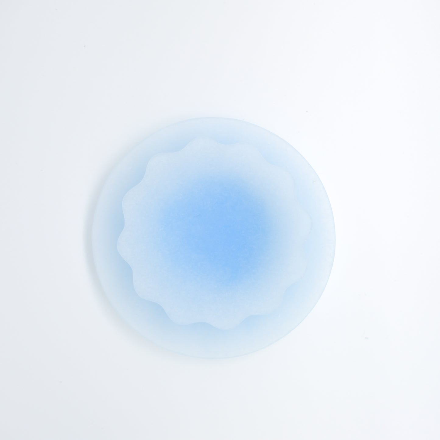 Glass Powder Fused Floral Gradient Bowl (Sky Blue)