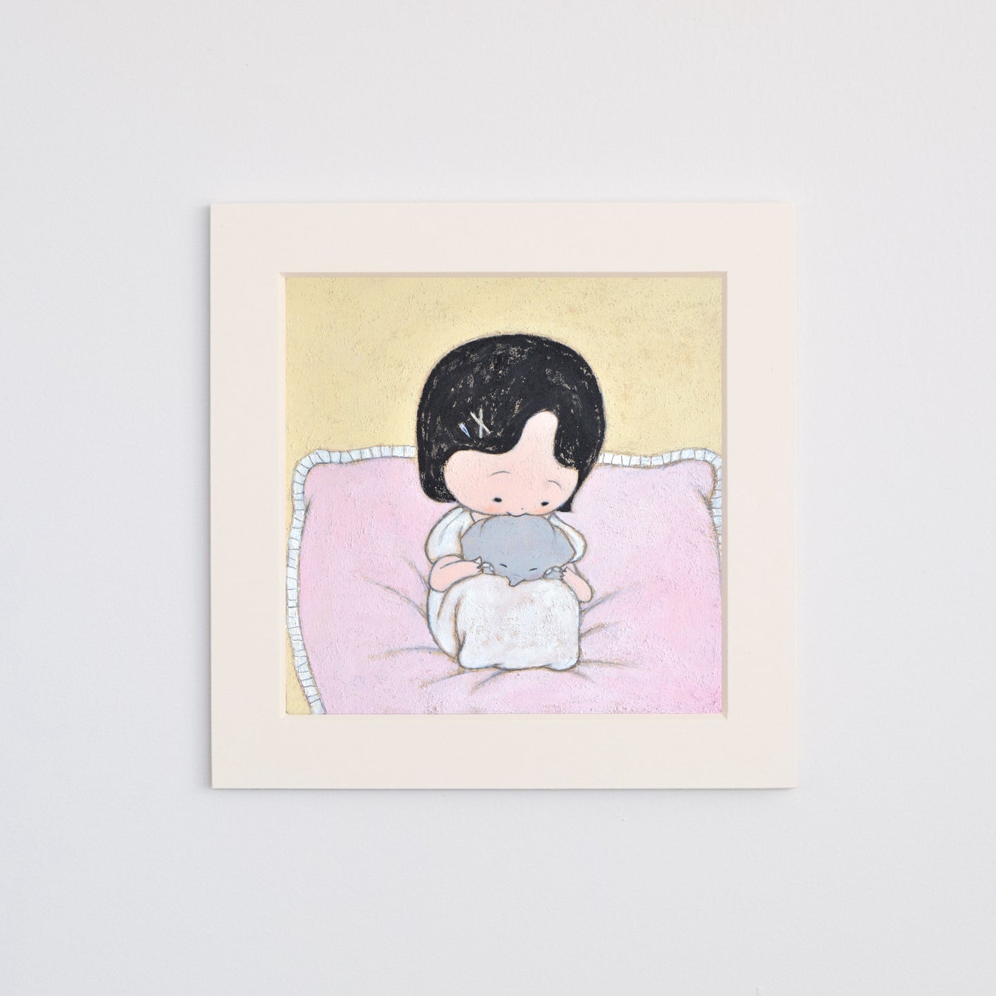 Little Elephant Cuddle Art Print