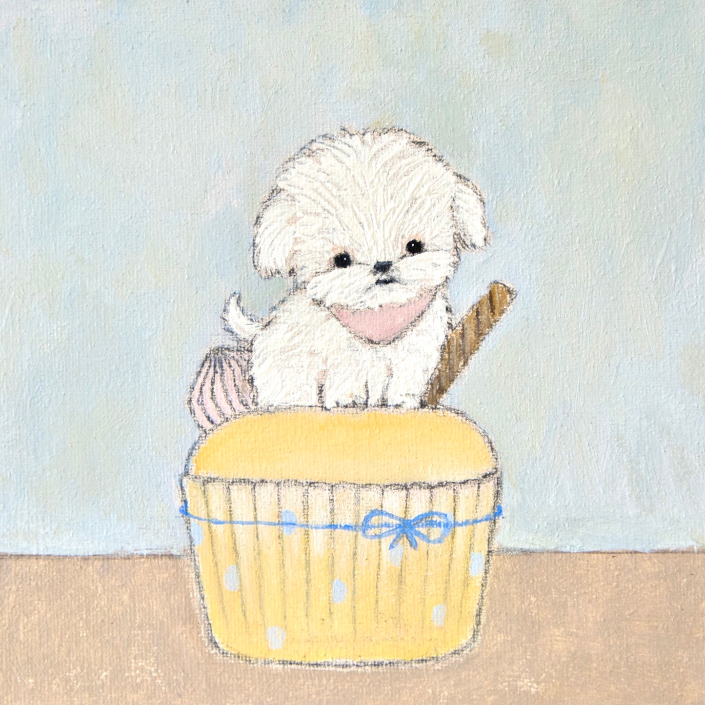 My dream little white dog Art Print